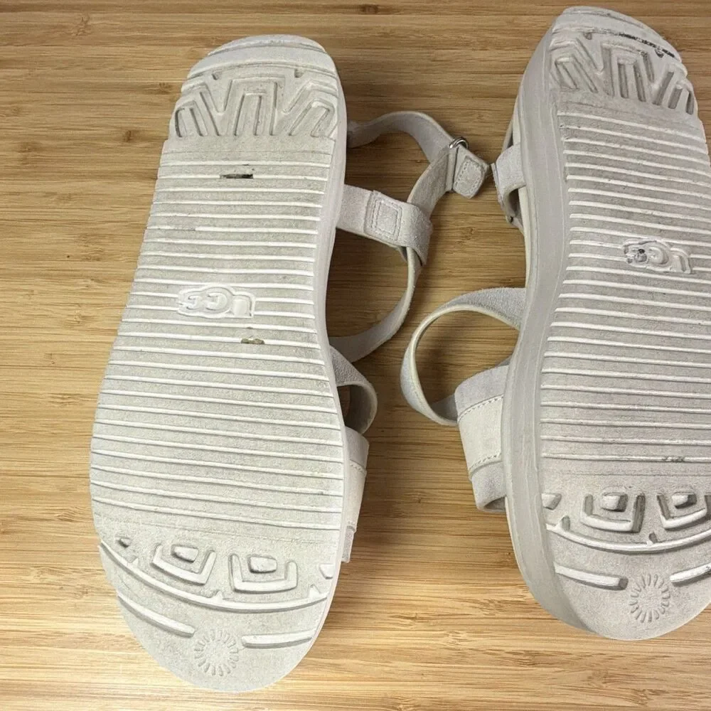 UGG Womens Suede Strappy Ankle Strap Hook & Loop Sandals Beige US 7 - Picture 8 of 11
